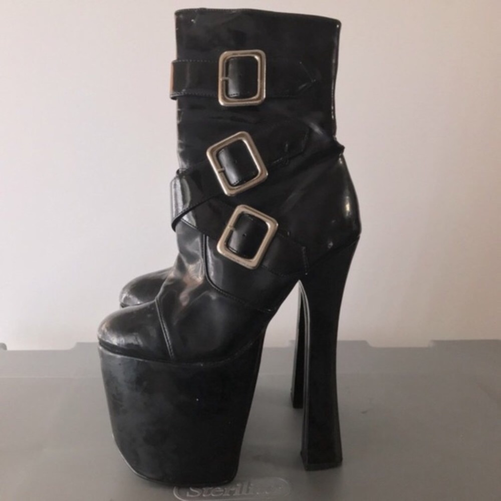 Pleaser Black Patent 8" Platform Boots